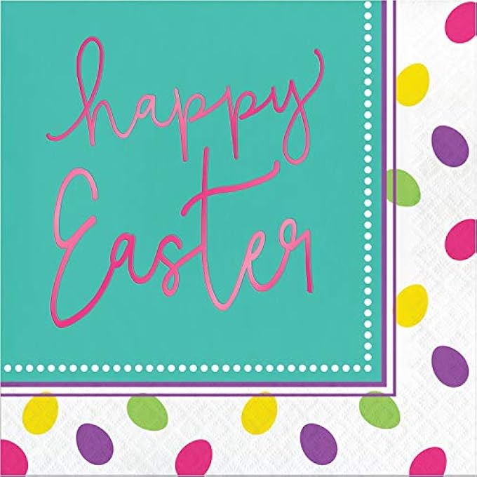 FOIL STAMP EASTER EGGS LUNCHEON NAPKINS 16 PIECES - Image 1